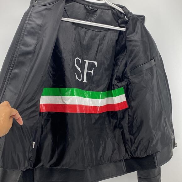 SF Superlative Fashion black moto jacket grunge dark faux leather size M - Picture 8 of 11